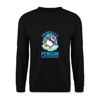 Pingouins Je suis vraiment un pingouin Mignon Pingouin - Sweat-shirt Unisexe - noir - Devant - Alina (178cm) & Michal (187cm)