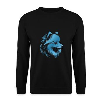 Pomeranian, Pomeranian, Dog's Head, Blue Drawing - Unisex Sweatshirt - black - Front - Alina (178cm) & Michal (187cm)