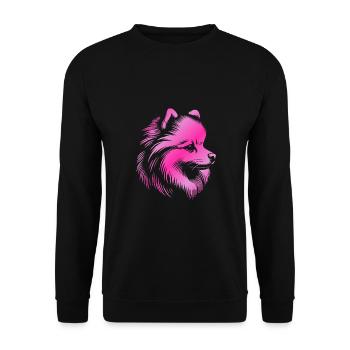 Pomeranian, Pomeranian, Dog's Head, Drawing pink - Unisex Sweatshirt - black - Front - Alina (178cm) & Michal (187cm)