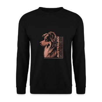 Australian Shepherd Portrait | Aussie's head rose gold - Unisex Sweatshirt - black - Front - Alina (178cm) & Michal (187cm)