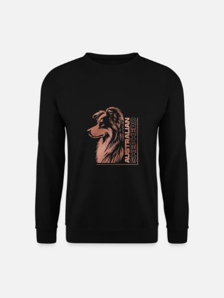 Australian Shepherd Portrait | Aussie's head rose gold - Unisex Sweatshirt - black