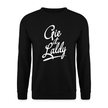 Gie It Laldy, Glasgow Dialect - Unisex Sweatshirt - black - Front - Alina (178cm) & Michal (187cm)