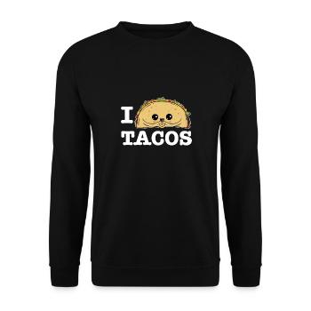 Taco I Love Tacos Mexico Kawaii Food Mexicans - Unisex Sweatshirt - black - Front - Alina (178cm) & Michal (187cm)