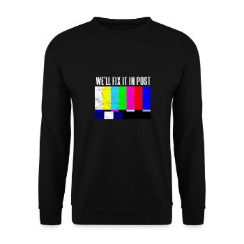 We'll fix it in post - Unisex Sweatshirt - black - Front - Alina (178cm) & Michal (187cm)