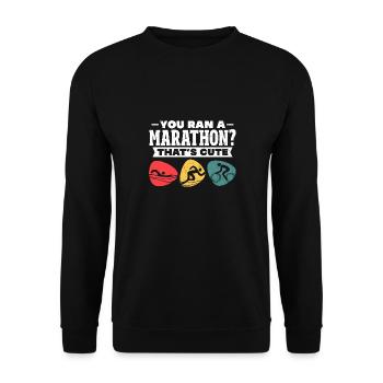 you ran a marathon thats cute Design for a - Unisex Pullover - Schwarz - Vorne - Alina (178cm) & Michal (187cm)