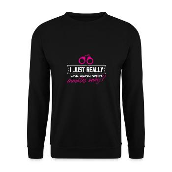 J’aime juste être avec les détenus Design - Sweat-shirt Unisexe - noir - Devant - Alina (178cm) & Michal (187cm)