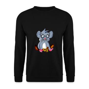 Smart nerd mouse with glasses as a spectacle snake - Unisex Sweatshirt - black - Front - Alina (178cm) & Michal (187cm)