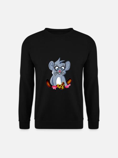 Schlau Streber Maus mit Brille als Brillenschlange - Unisex Pullover - Schwarz