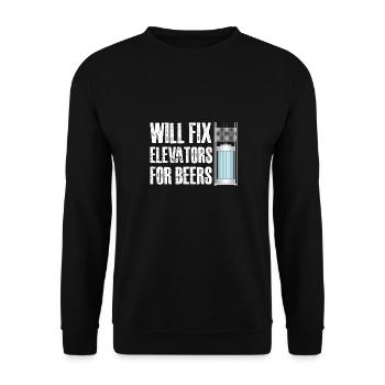 Will fix elevators for beer - Unisex Sweatshirt - black - Front - Alina (178cm) & Michal (187cm)