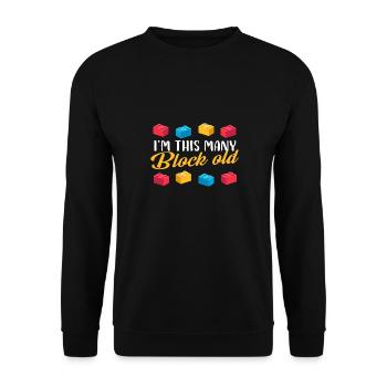 I'm this many block old - Unisex Pullover - Schwarz - Vorne - Alina (178cm) & Michal (187cm)