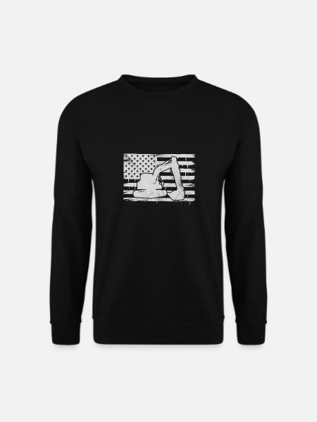 Excavator US flag - Unisex Sweatshirt - black
