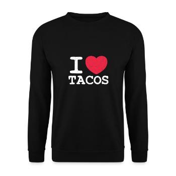I Love Tacos - Unisex Pullover - Schwarz - Vorne - Alina (178cm) & Michal (187cm)