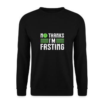 No Thanks I'm Fasting One Meal A Day Ramadan - Unisex Pullover - Schwarz - Vorne - Alina (178cm) & Michal (187cm)