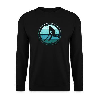 Vintage Field Hockey Design Joueur de hockey d’intérieur - Sweat-shirt Unisexe - noir - Devant - Alina (178cm) & Michal (187cm)