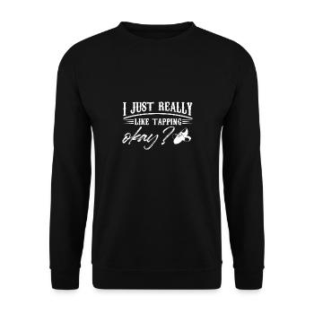 I just really like tapping okay Design for a tap - Unisex Pullover - Schwarz - Vorne - Alina (178cm) & Michal (187cm)