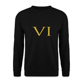 Number 6 Roman Numeral VI Gold - Unisex Sweatshirt - black - Front - Alina (178cm) & Michal (187cm)