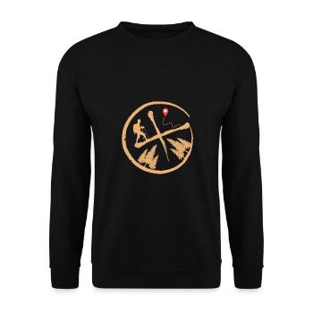 Geocache schnitzeljagd outdoor-life Wanderwelt - Unisex Pullover - Schwarz - Vorne - Alina (178cm) & Michal (187cm)