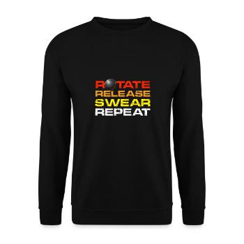rotation, relâchement, jurer, répéter Conception pour un lancer de poids - Sweat-shirt Unisexe - noir - Devant - Alina (178cm) & Michal (187cm)