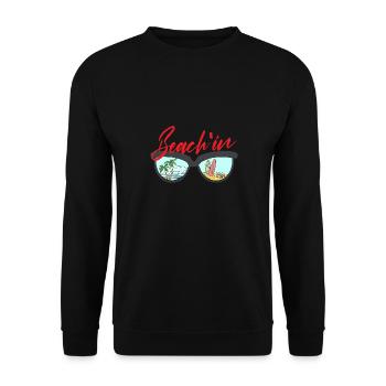 beachin beach sunglasses Design for a beach - Unisex Sweatshirt - black - Front - Alina (178cm) & Michal (187cm)