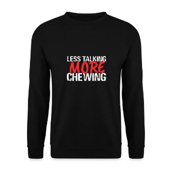 Less Talking More Chewing Dehydrated Beef Jerky - Unisex Sweatshirt - black - Front - Alina (178cm) & Michal (187cm)