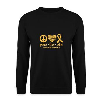 Peace Love Cure Childhood Cancer Awareness - Unisex Pullover - Schwarz - Vorne - Alina (178cm) & Michal (187cm)