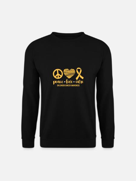 Peace Love Cure Childhood Cancer Awareness - Unisex Pullover - Schwarz