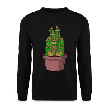 MY CACTUS IS MY CASTLE - KAKTUS SCHLOSS - Unisex Pullover - Schwarz - Vorne - Alina (178cm) & Michal (187cm)