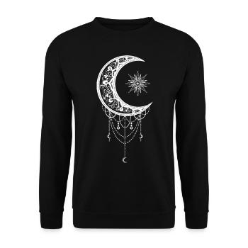 Boho Mond Stern gothic Moon and star - Unisex Pullover - Schwarz - Vorne - Alina (178cm) & Michal (187cm)
