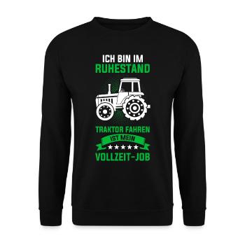 Traktor Rentner Ruhestand Trecker Landwirt Opa - Unisex Pullover - Schwarz - Vorne - Alina (178cm) & Michal (187cm)