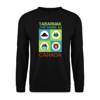 Tabarnak Je Me Barre Au Canada, Feuille D'érable - Sweat-shirt Unisexe - noir - Devant - Alina (178cm) & Michal (187cm)