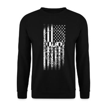 USA Skull used look - Unisex Sweatshirt - black - Front - Alina (178cm) & Michal (187cm)