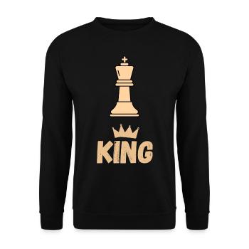 Schach Spruch Geschenk Schachmatt Queens Gambit - Unisex Pullover - Schwarz - Vorne - Alina (178cm) & Michal (187cm)