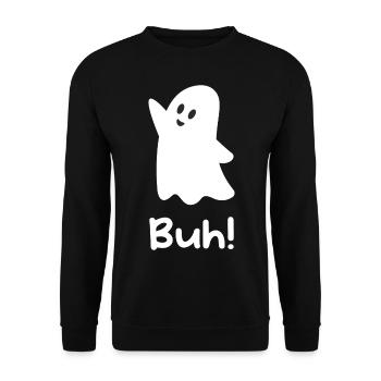 Witziges Geist Geister Halloween Buh Boo - Unisex Pullover - Schwarz - Vorne - Alina (178cm) & Michal (187cm)