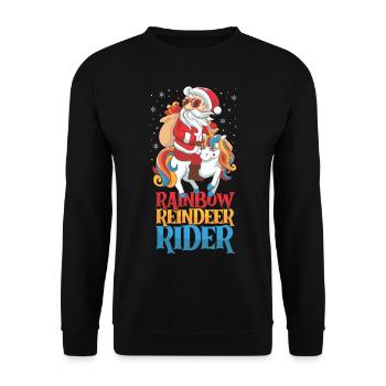 Lustiger Weihnachtsmann Kostüm Frohe Weihnachten - Unisex Pullover - Schwarz - Vorne - Alina (178cm) & Michal (187cm)