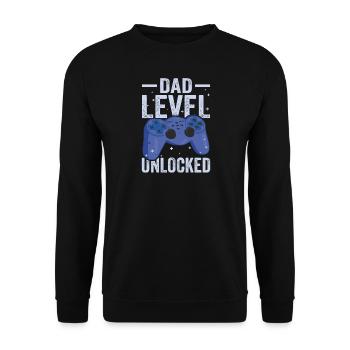 Gaming Gamer Papa Dad Level Unlocked Geschenkidee - Unisex Pullover - Schwarz - Vorne - Alina (178cm) & Michal (187cm)