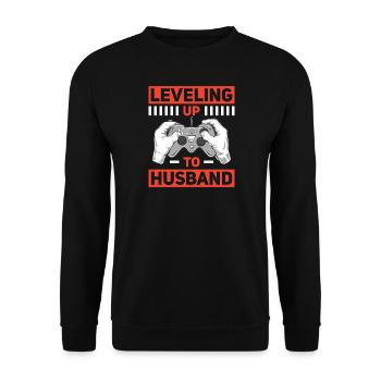 Gaming Gamer Ehemann Heirat Leveling Up To Husband - Unisex Pullover - Schwarz - Vorne - Alina (178cm) & Michal (187cm)