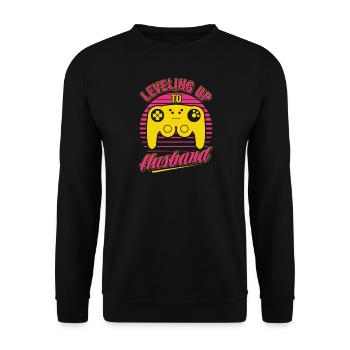 Gaming Gamer Ehemann Heirat Leveling Up To Husband - Unisex Pullover - Schwarz - Vorne - Alina (178cm) & Michal (187cm)