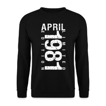 Avril 1981 Avril cadeau anniversaire 1981 - Sweat-shirt Unisexe - noir - Devant - Alina (178cm) & Michal (187cm)