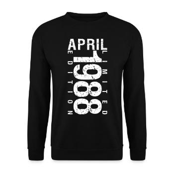 Avril 1988 Avril cadeau anniversaire 1988 - Sweat-shirt Unisexe - noir - Devant - Alina (178cm) & Michal (187cm)
