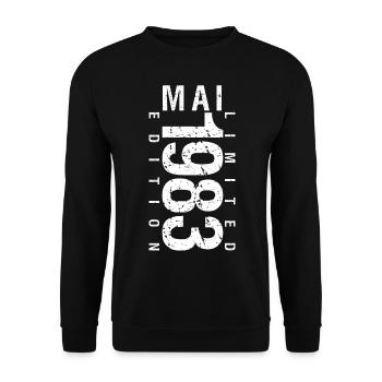 Mai 1983 Mai cadeau anniversaire May 1983 - Sweat-shirt Unisexe - noir - Devant - Alina (178cm) & Michal (187cm)