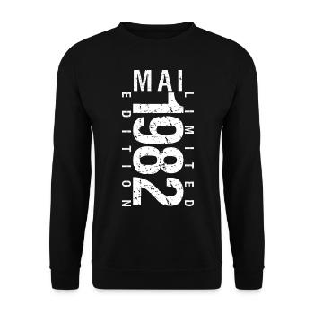 Mai 1982 Mai cadeau anniversaire May 1982 - Sweat-shirt Unisexe - noir - Devant - Alina (178cm) & Michal (187cm)