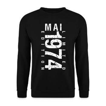 Mai 1974 Mai cadeau anniversaire May 1974 - Sweat-shirt Unisexe - noir - Devant - Alina (178cm) & Michal (187cm)