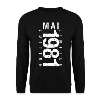 Mai 1981 Mai cadeau anniversaire May 1981 - Sweat-shirt Unisexe - noir - Devant - Alina (178cm) & Michal (187cm)