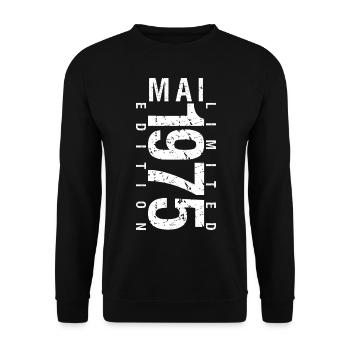 Mai 1975 Mai cadeau anniversaire May 1975 - Sweat-shirt Unisexe - noir - Devant - Alina (178cm) & Michal (187cm)