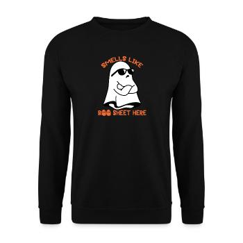 Halloween Ghost Funny Smells Like Boo Sheet Here - Unisex Sweatshirt - black - Front - Alina (178cm) & Michal (187cm)