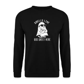 Halloween Ghost Funny Smells Like Boo Sheet Here - Unisex Sweatshirt - black - Front - Alina (178cm) & Michal (187cm)