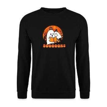 Halloween Bookish Teacher Student Ghost Boooooks - Unisex Sweatshirt - black - Front - Alina (178cm) & Michal (187cm)