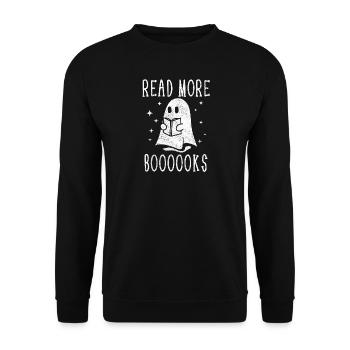 Halloween Bookworm Ghost Read More Booooks - Unisex Sweatshirt - black - Front - Alina (178cm) & Michal (187cm)