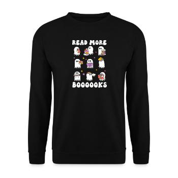 Halloween Bookish Ghost Read More Booooks - Unisex Sweatshirt - black - Front - Alina (178cm) & Michal (187cm)