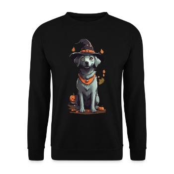 Cute Halloween Witches Dog Scary Design - Unisex Sweatshirt - black - Front - Alina (178cm) & Michal (187cm)